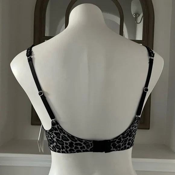 Isaac Mizrahi Balconette Push-Up Bra Animal Print Lace Trim Size 34C NWT - Picture 7 of 15